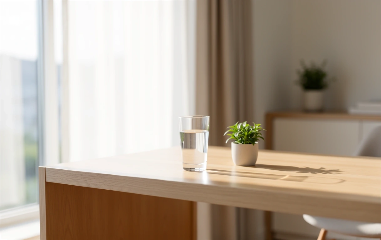 Serene morning light in a modern workspace